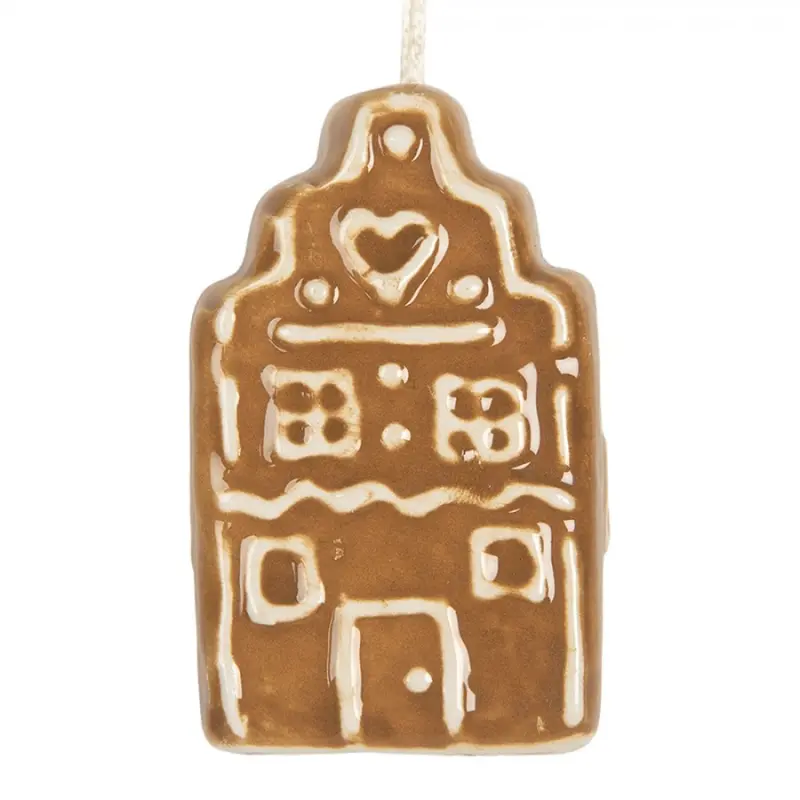 Závěsná ozdoba perníková chaloupka Gingerbread Cott - 4*4*6 cm Clayre & Eef