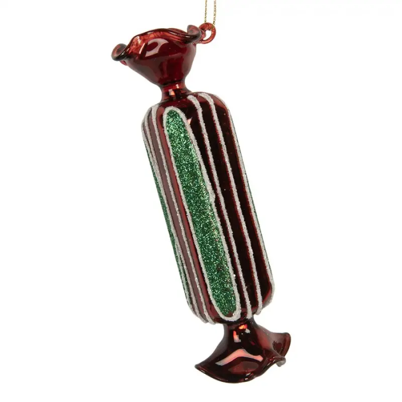 Červená skleněná vánoční ozdoba – 4x15 cm