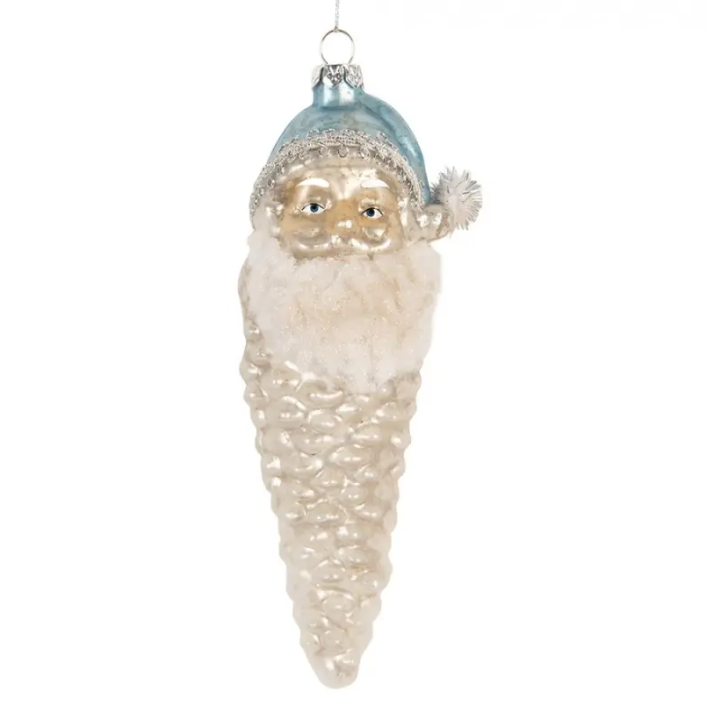 Skleněná vánoční ozdoba Santa Claus stříbrná – 6x16 cm
