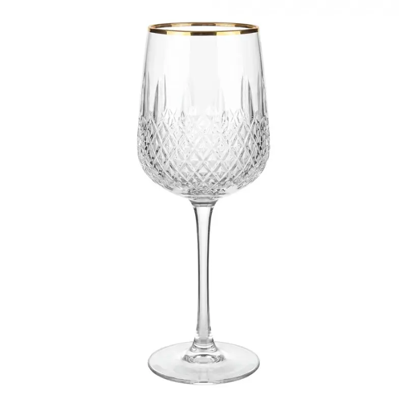 Elegantní sklenice na víno se zlatým okrajem - Ø 7*23 cm / 300 ml Clayre & Eef