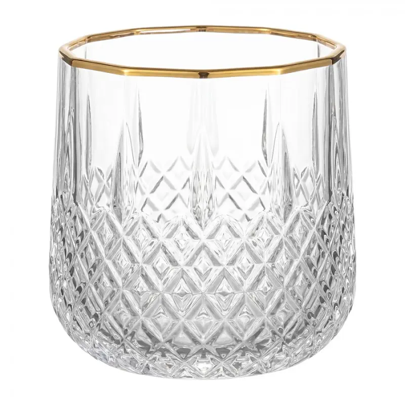 Elegantní sklenice na vodu se zlatým okrajem - Ø 8*9 cm / 250 ml Clayre & Eef