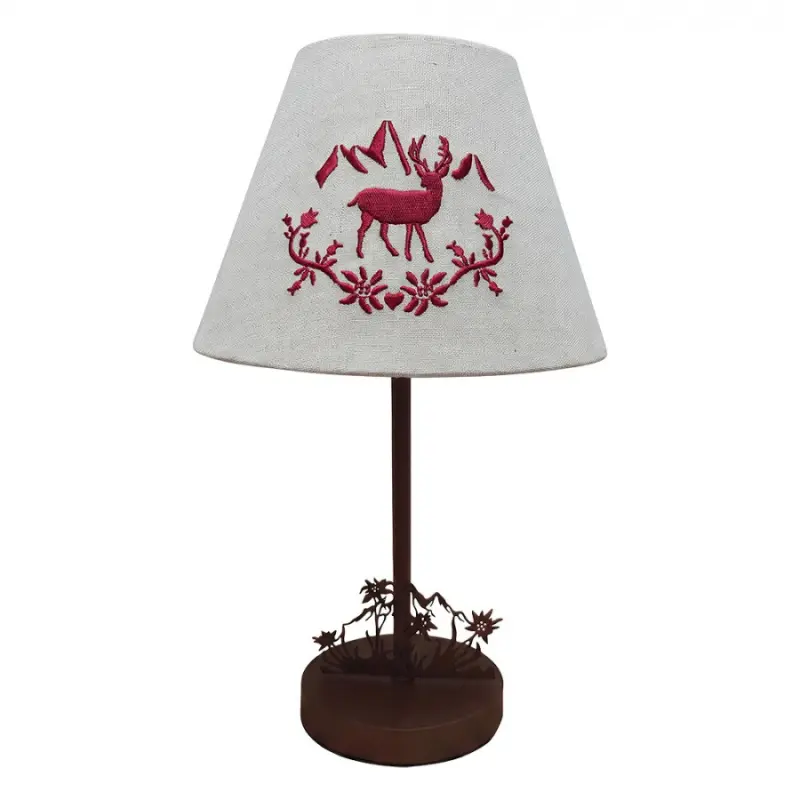 Hnědá dřevěná stolní lampa_4