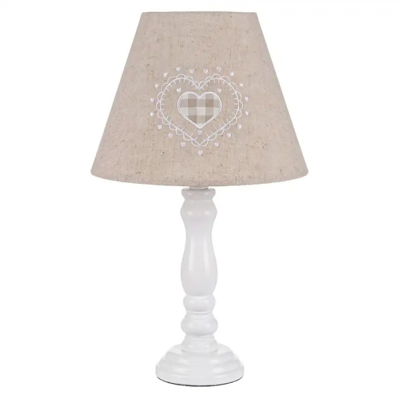 Bílá dřevěná stolní lampa