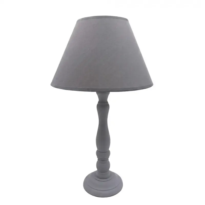 Šedá dřevěná stolní lampa_1