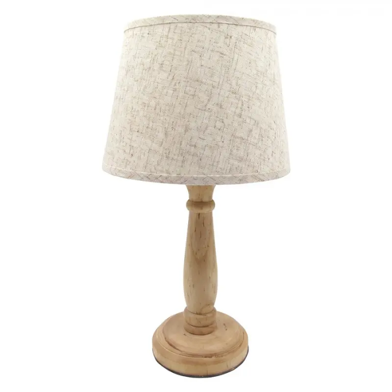 Hnědá dřevěná stolní lampa_5