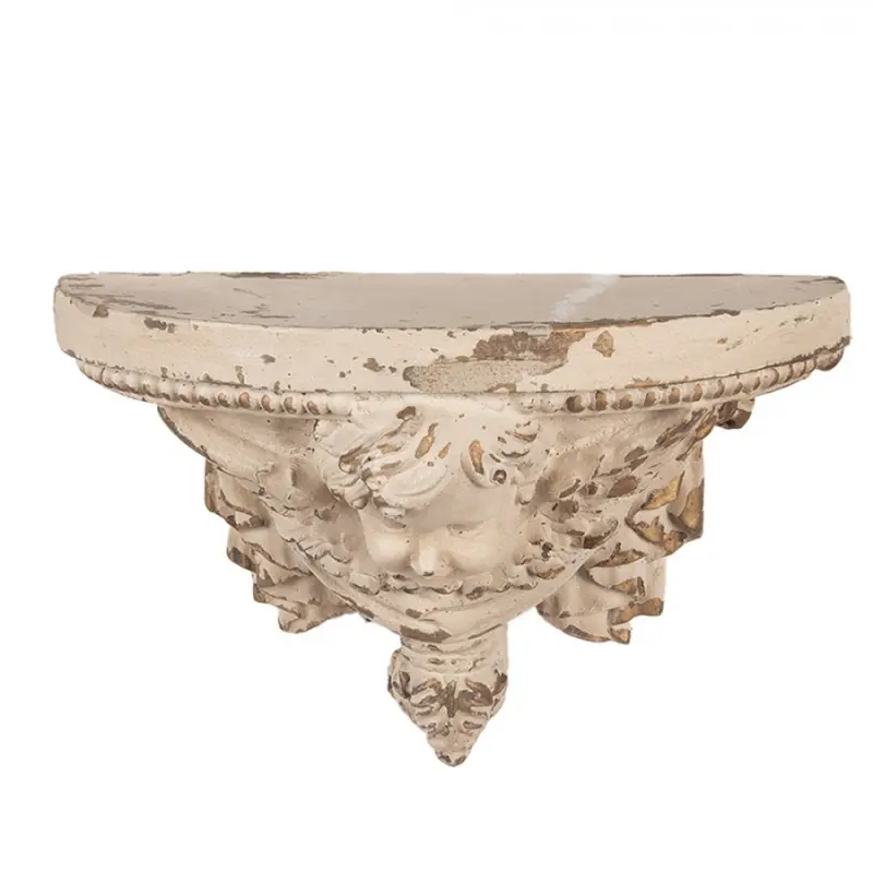 Béžový antik nástěnný podstavec s andílkem Baroque - 33*14*21 cm Clayre & Eef