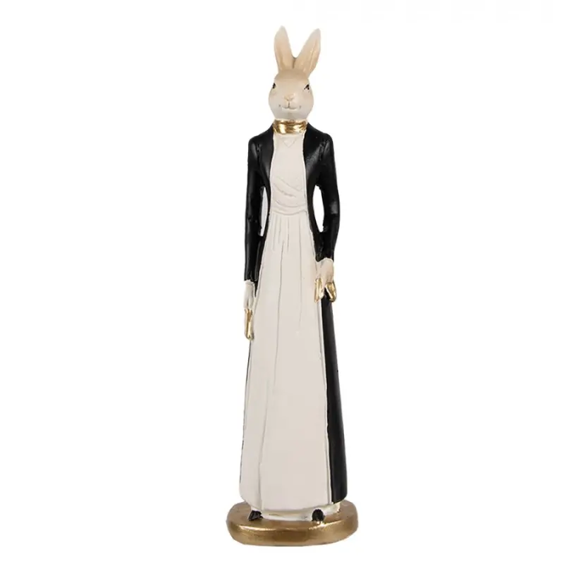 Bílo-černá polyresinová figurka králík – 20 cm