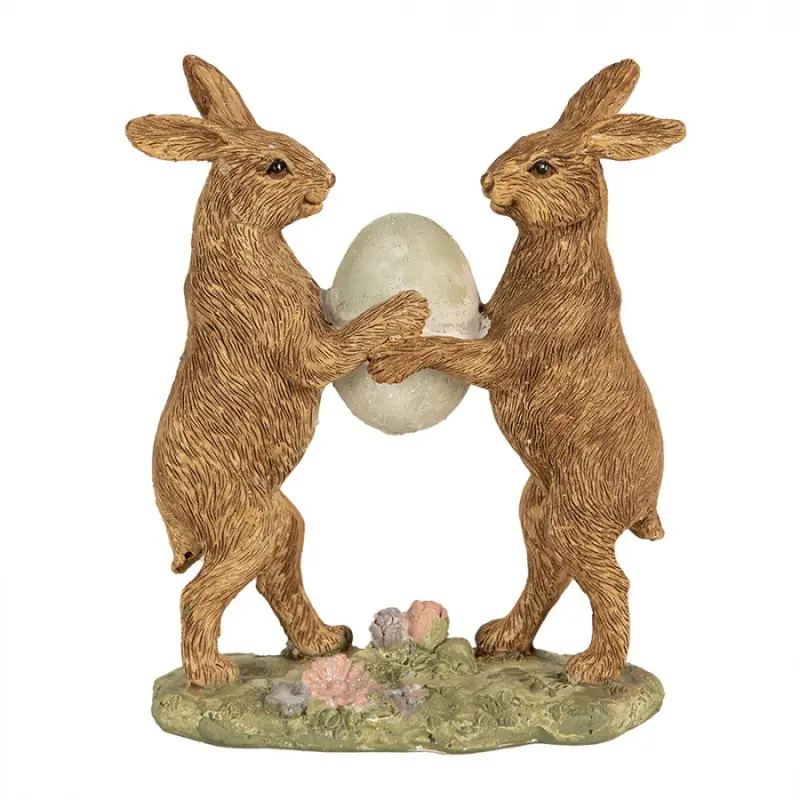 Hnědá polyresinová figurka králík – 21 cm