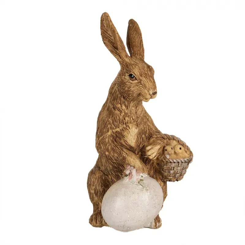 Hnědá polyresinová figurka králík – 14 cm
