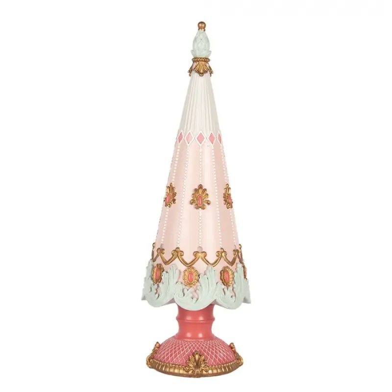 Růžová plastová vánoční dekorace stromeček – 10x30 cm