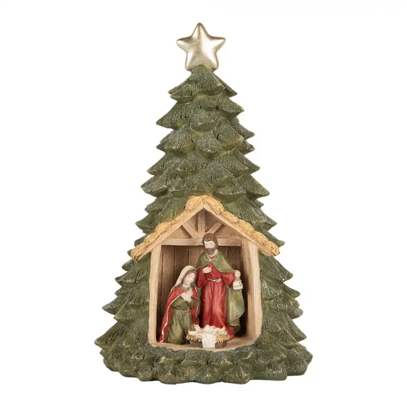 Zelená plastová vánoční dekorace stromeček s LED světlem – 15x25 cm