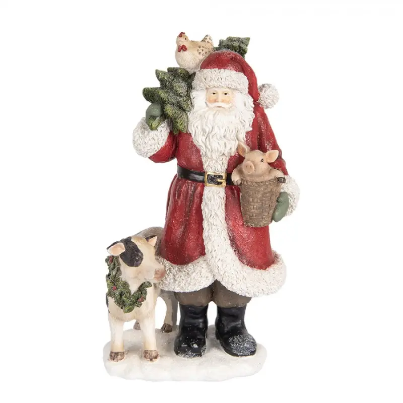 Červená plastová vánoční dekorace Santa Claus – 17x16x30 cm