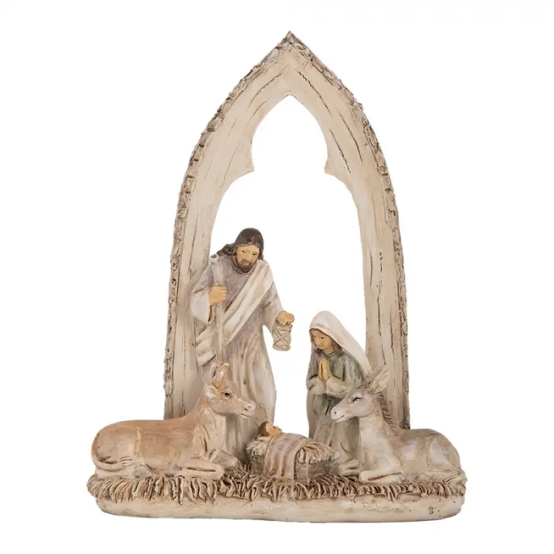 Béžová antik vánoční dekorace betlém - 18*7*22 cm  Clayre & Eef