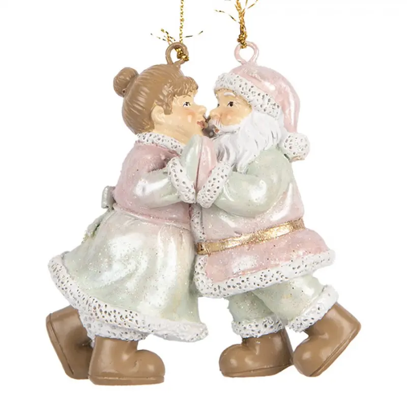 Růžová plastová vánoční ozdoba Santa Claus – 7x4x8 cm