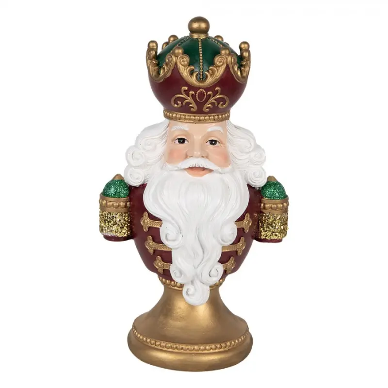 Červeno-zlatá vánoční dekorace busta Santa Claus - 15*10*26 cm Clayre & Eef