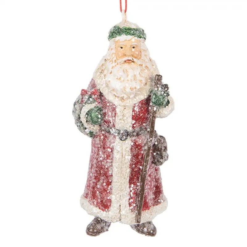 Červená plastová vánoční ozdoba Santa Claus – 5x4x12 cm