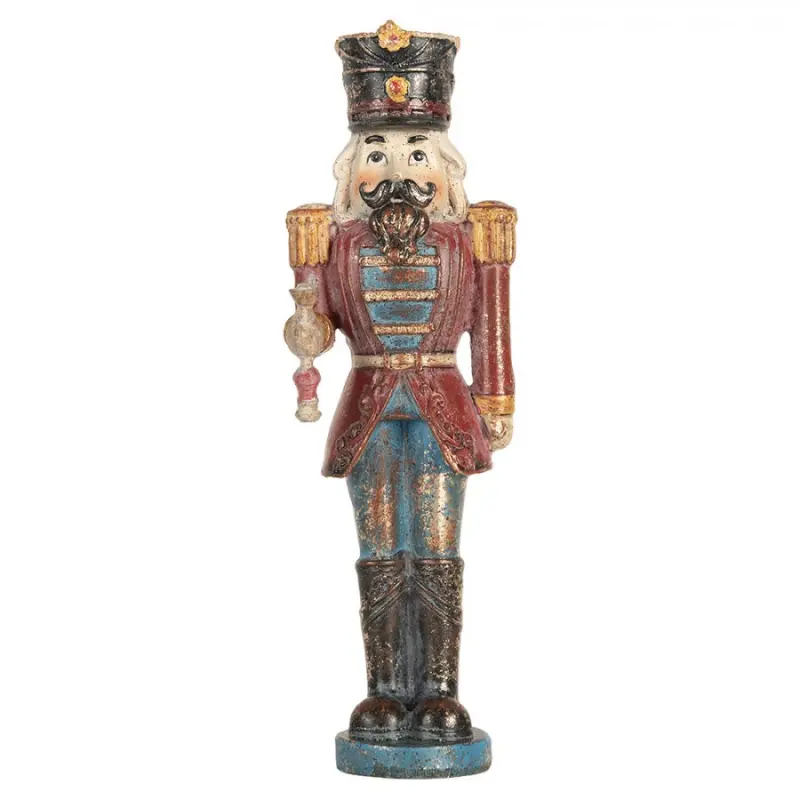 Červená plastová dekorativní figurka Louskáček – 7x6x21 cm