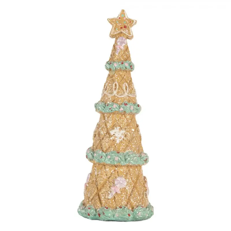 Hnědá plastová vánoční dekorace stromeček – 9x25 cm