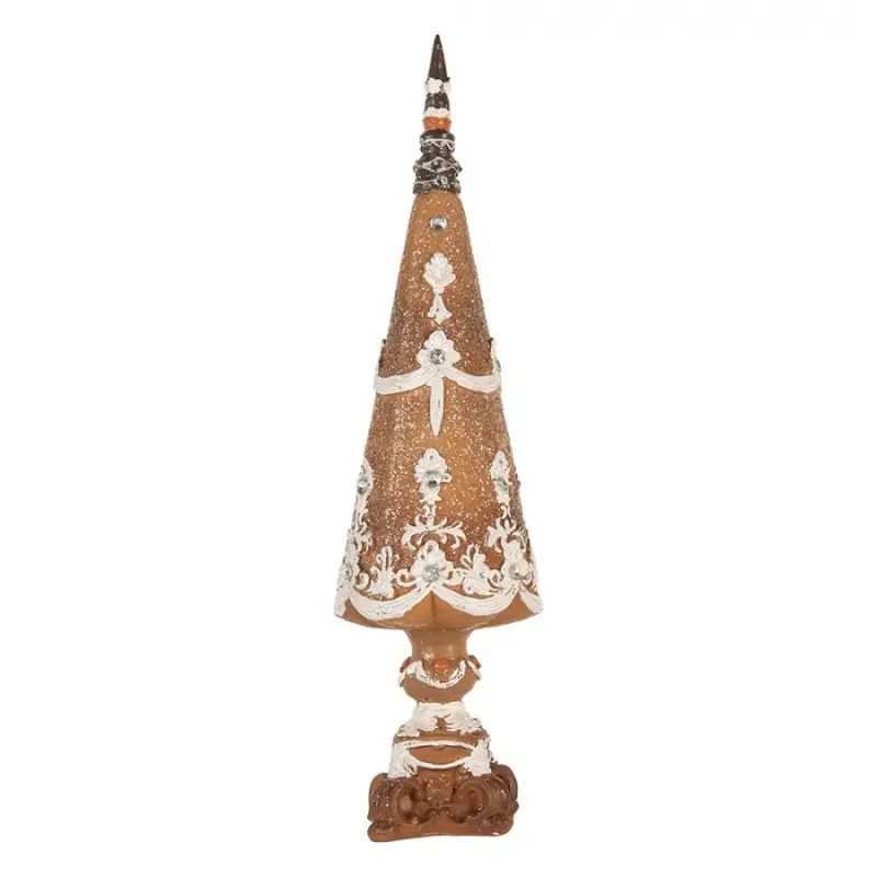 Hnědá plastová vánoční dekorace stromeček – 10x38 cm