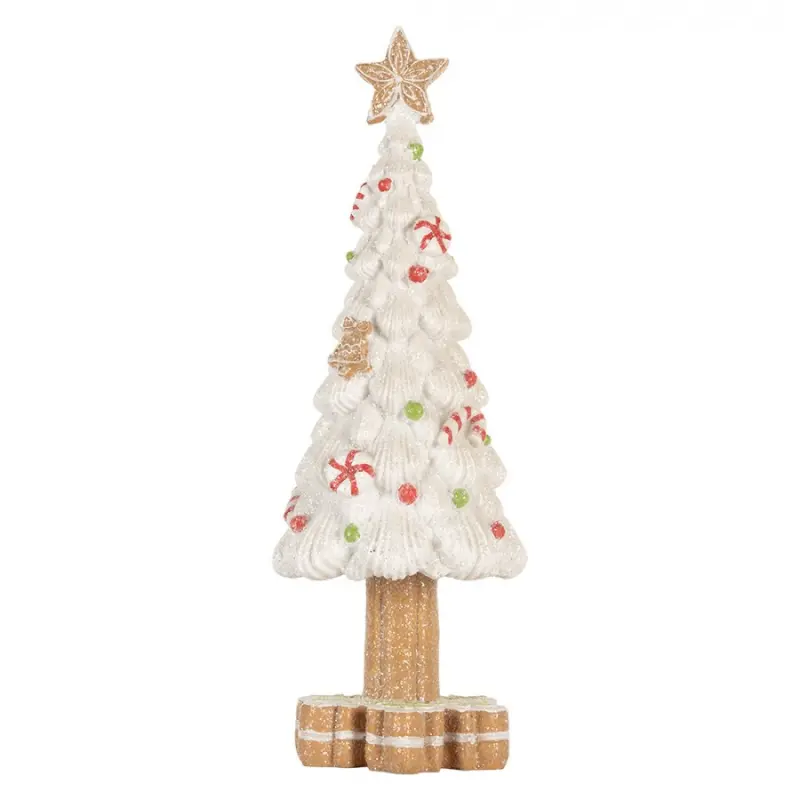 Bílý cukrový stromek s perníkovou hvězdou - Ø 12*33 cm  Clayre & Eef