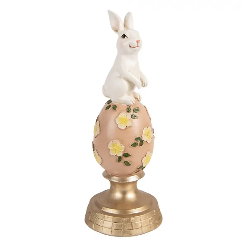 Dekorace králík na květovaném vajíčku - Ø 10*26 cm Clayre & Eef