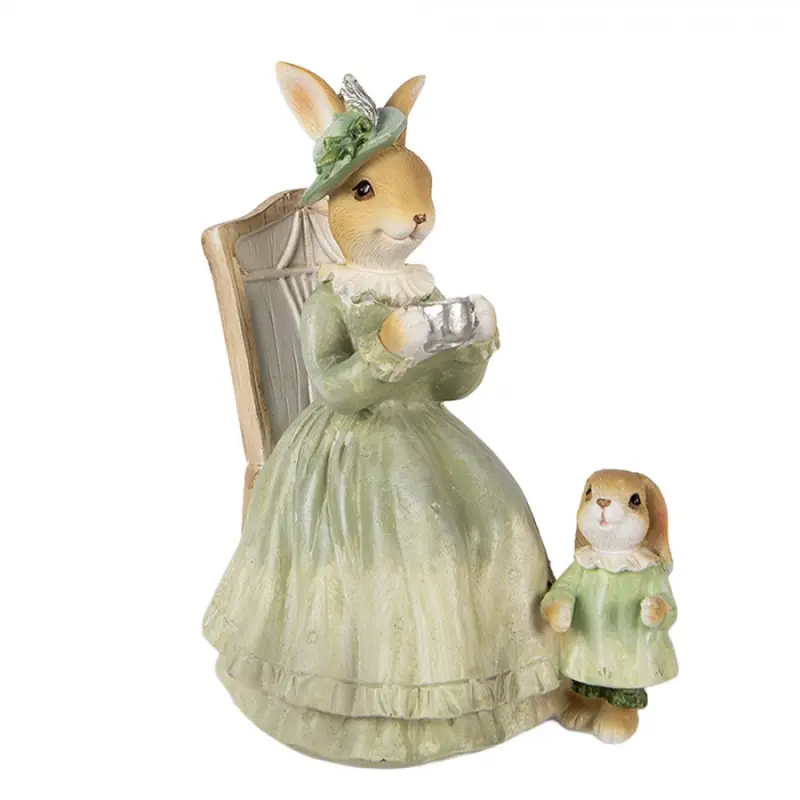 Hnědá plastová dekorativní figurka králík – 14x10x18 cm