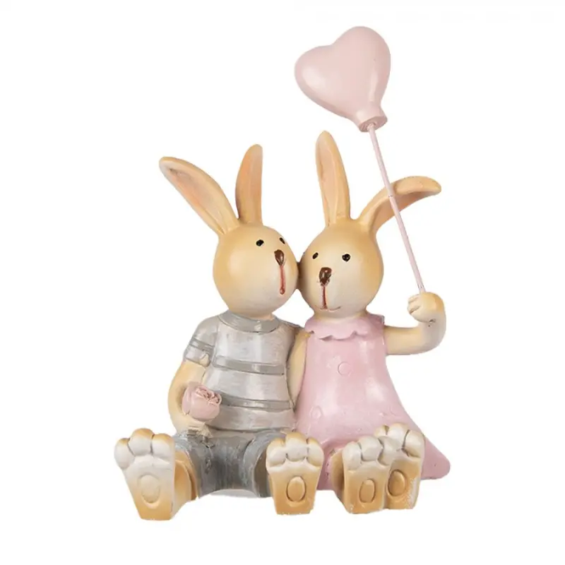 Dekorace králíčci s balónkem srdce - 8*6*10 cm Clayre & Eef