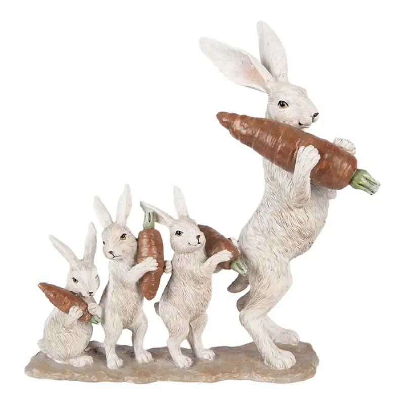 Béžová plastová dekorativní figurka králík – 34x13x33 cm