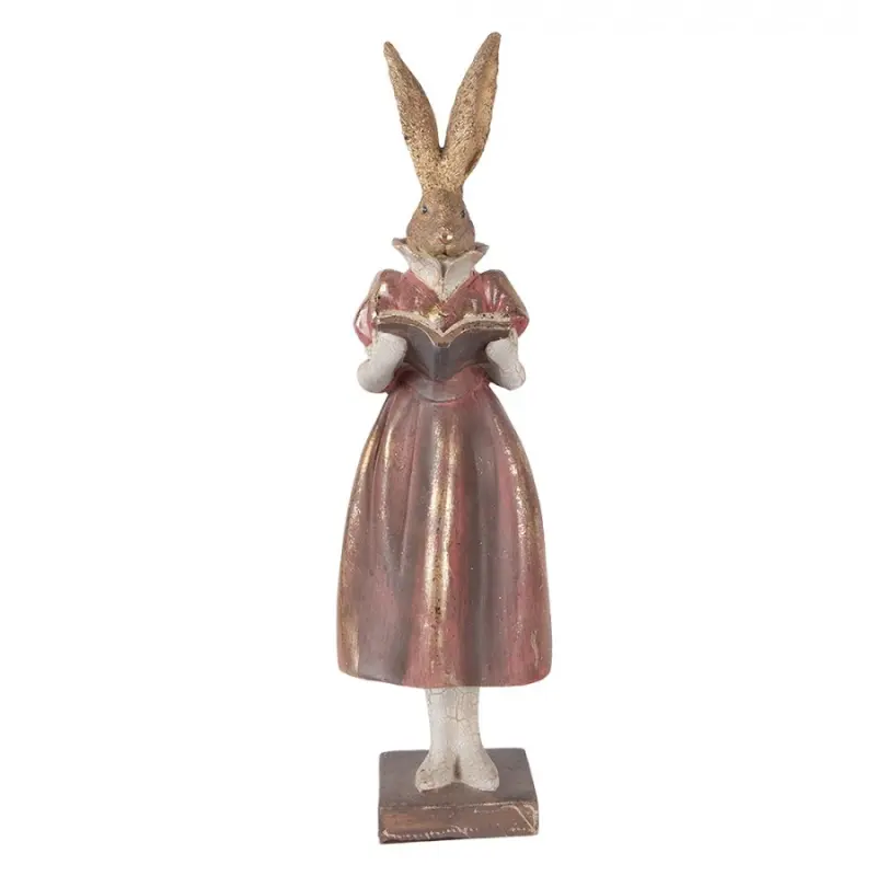 Plastová dekorativní figurka králík zlatá – 13x12x47 cm