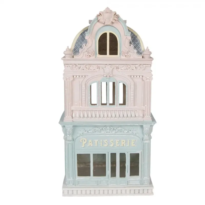 Růžovo-modrý dekorační domek cukrárna Pattiserie - 19*15*38 cm Clayre & Eef