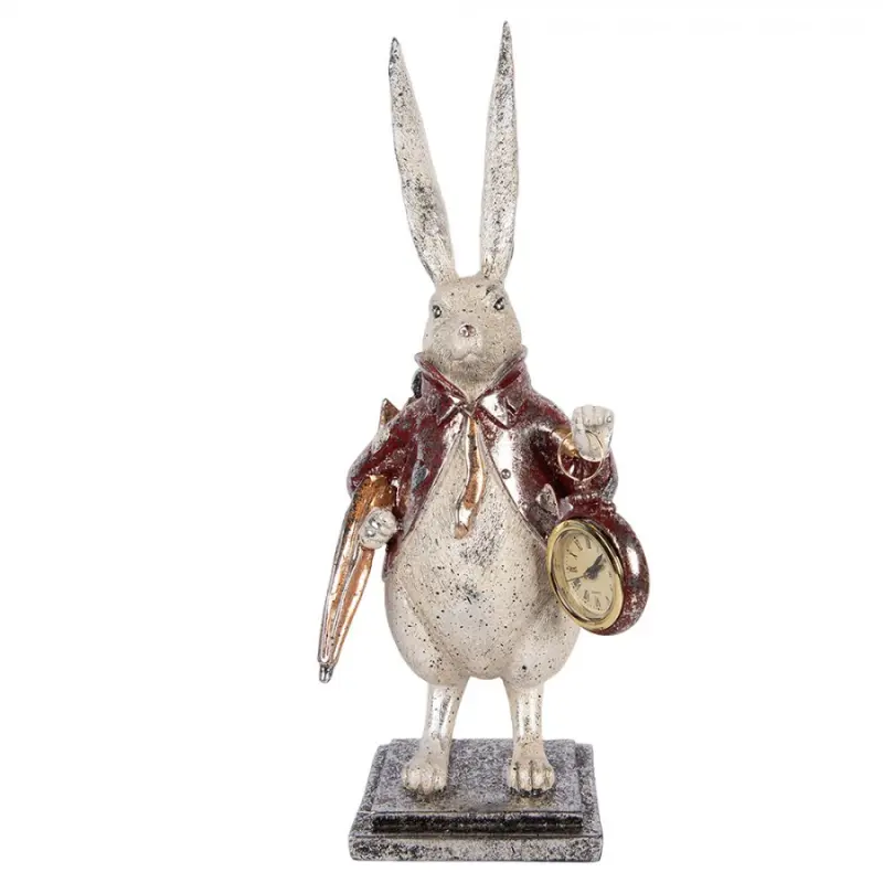 Béžová plastová dekorativní figurka králík – 15x12x38 cm