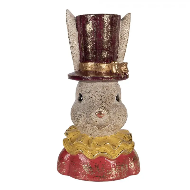 Dekorativní busta králičí dáma v klobouku se zlatou patinou - 16*13*29 cm Clayre & Eef
