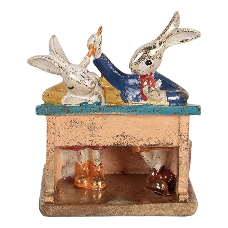 Bílá plastová dekorativní figurka králík – 11x7x11 cm
