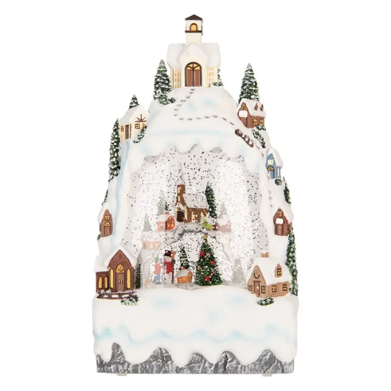 Bílá plastová vánoční dekorace s LED světlem a hudbou – 15x9x27 cm_1