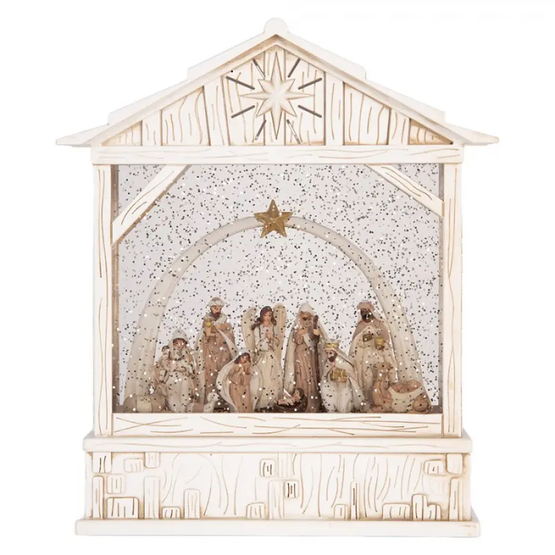 Bílá plastová vánoční dekorace s LED světlem a hudbou – 22x7x25 cm
