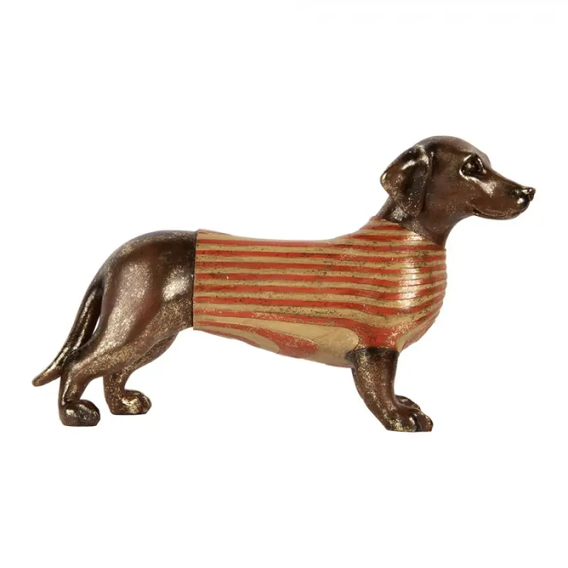 Hnědá plastová dekorativní figurka pes – 40x11x24 cm