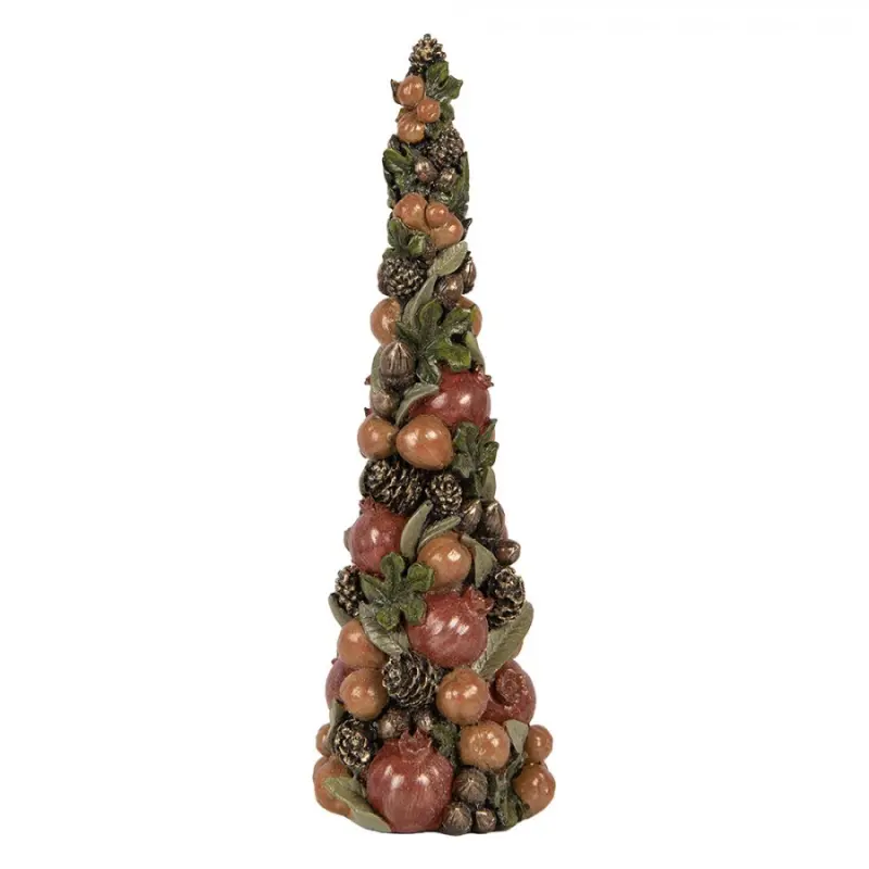 Hnědá plastová vánoční dekorace stromeček – 12x37 cm
