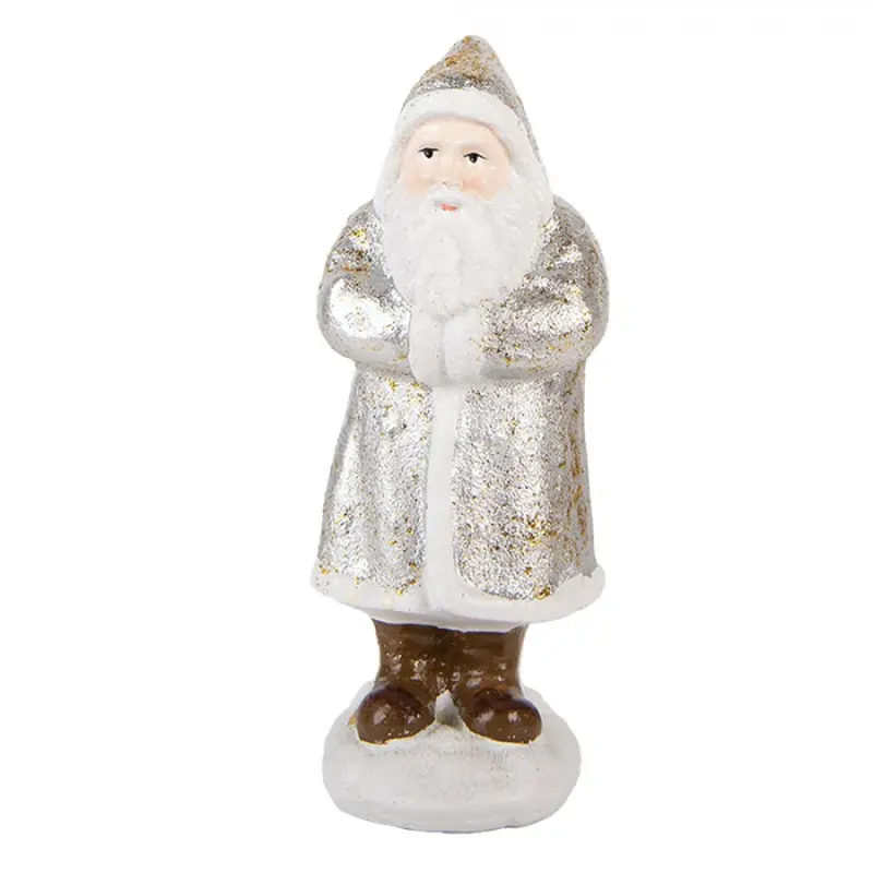 Plastová vánoční dekorace Santa Claus stříbrná – 7x7x16 cm