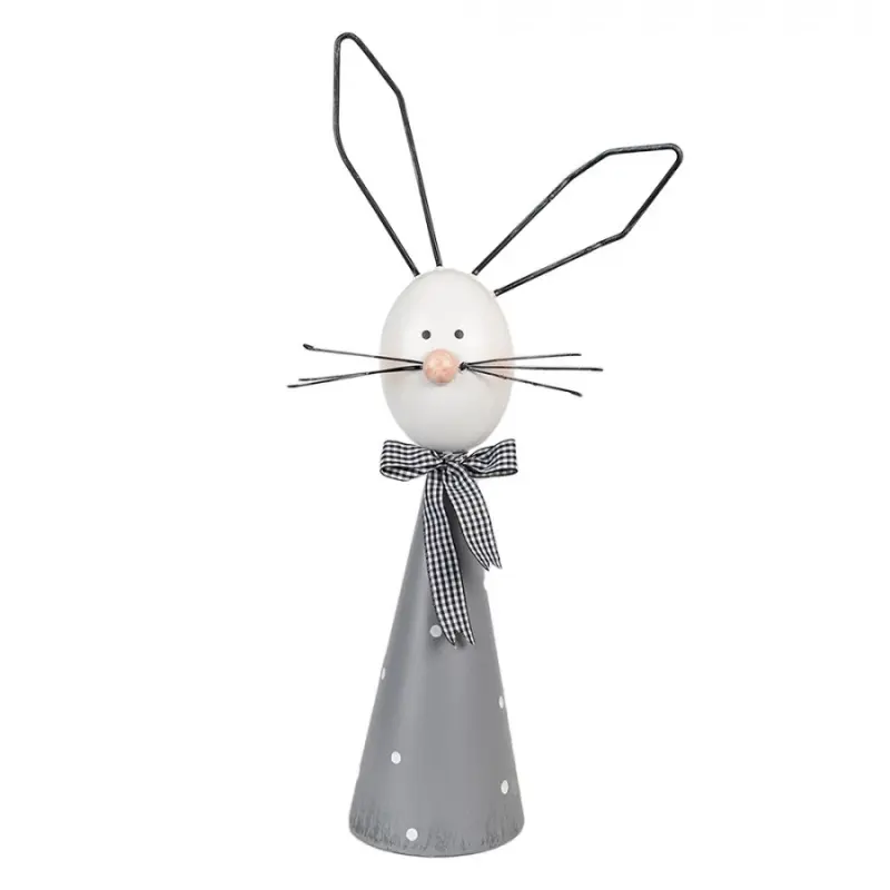 Šedá kovová dekorativní figurka králík – 48 cm