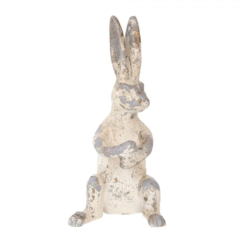 Béžová plastová dekorativní figurka králík – 8x9x17 cm