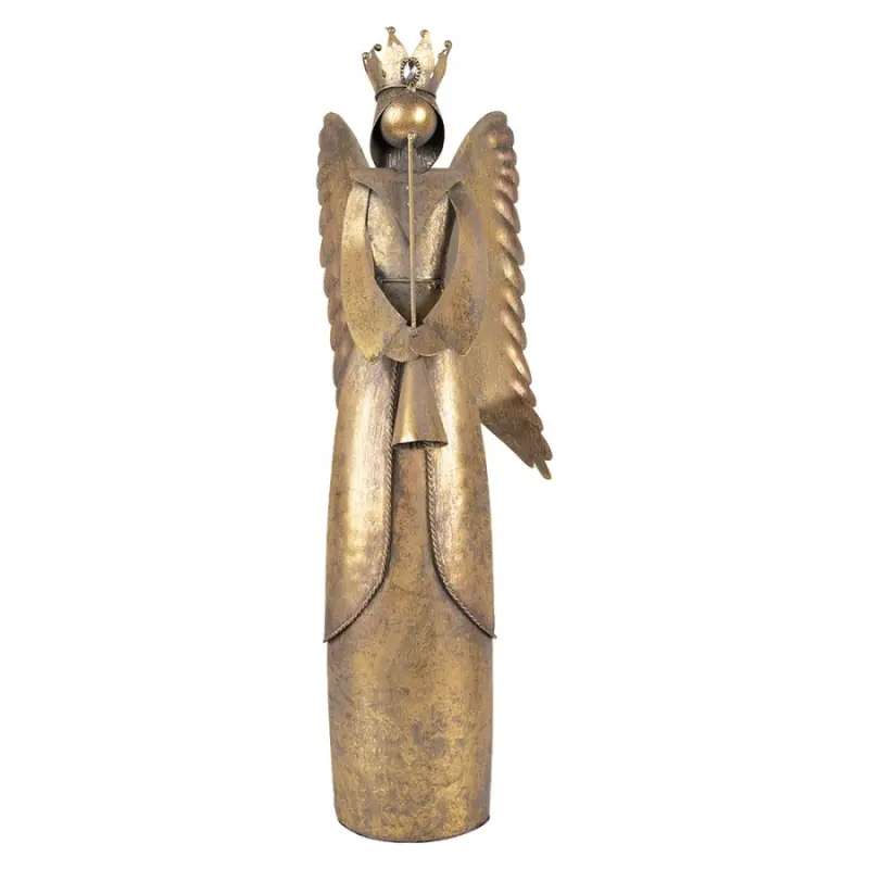 Zlatá antik kovová dekorace anděl Christmas Angel - 20*16*52 cm Clayre & Eef
