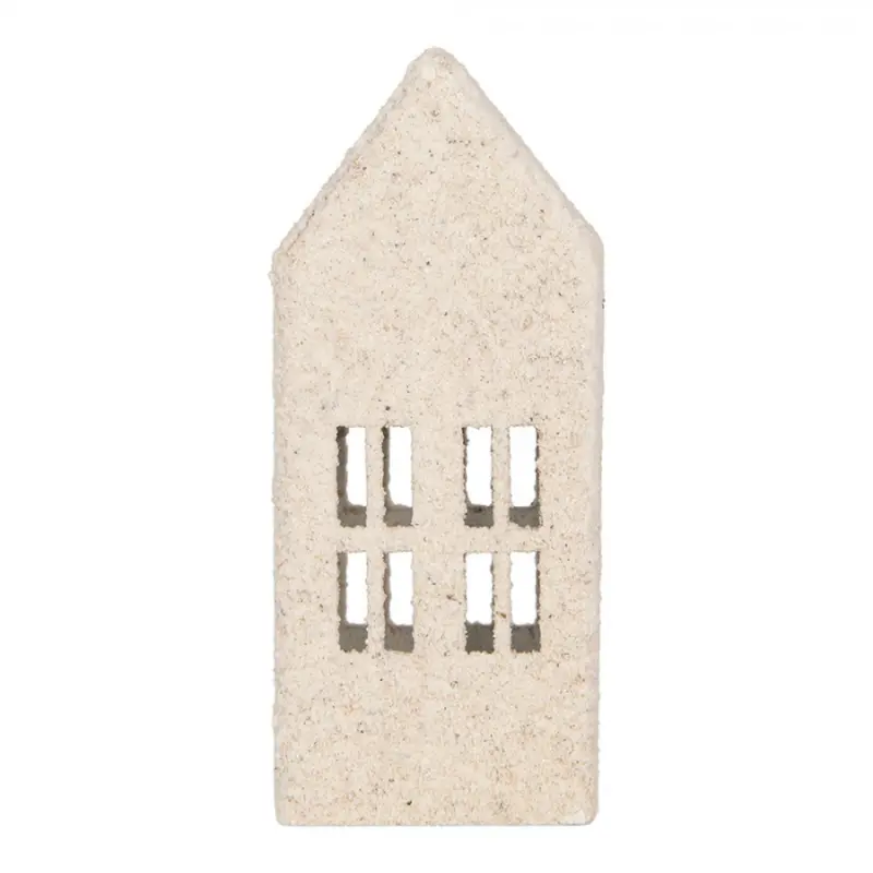 Bílá kovová dekorativní figurka domeček – 5x4x11 cm