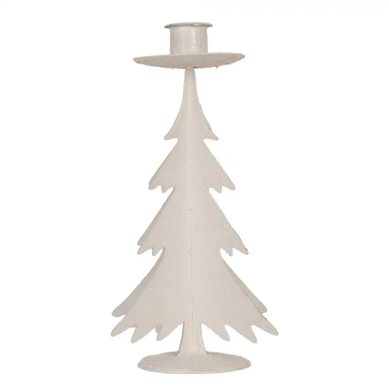 Šedý kovový svícen vánoční stromeček – 9x20 cm