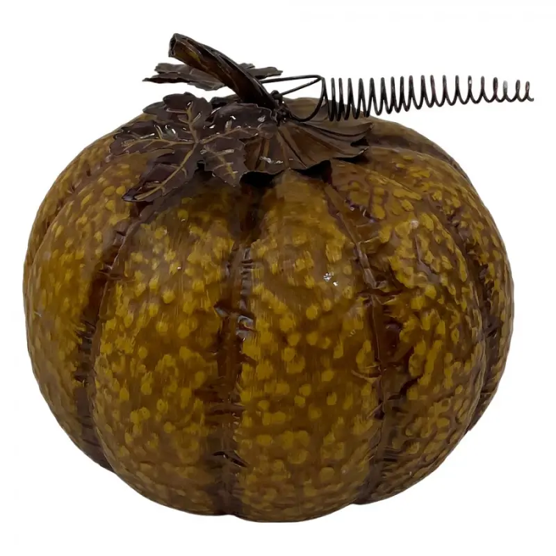 Žlutá kovová dekorace dýně_1