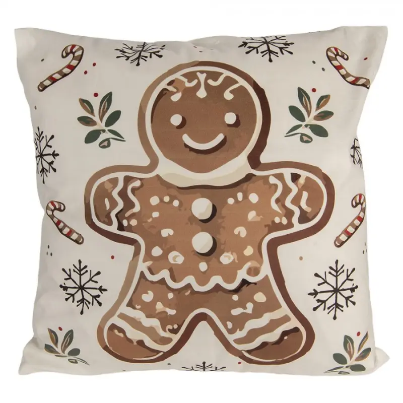 Béžový dekorativní polštář perníkový panáček s výplní Classic Gingerbread Magic