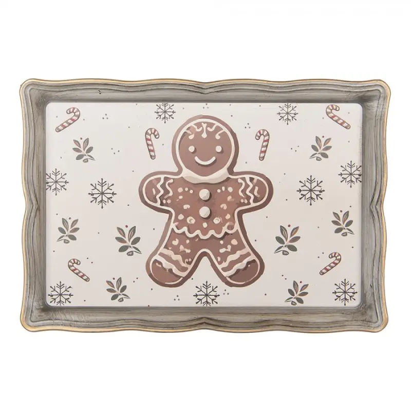 Plastový podnos tác s perníčkem Gingerbread Magic - 31*22*2 cm Clayre & Eef