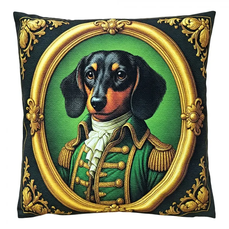 Zelený dekorativní polštář jezevčík – 45x45 cm
