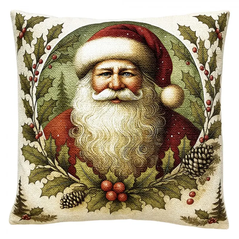 Béžový dekorativní polštář Santa Claus – 45x45 cm