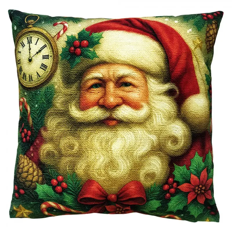 Dekorativní vánoční polštář Santa - 45*45*4 cm Clayre & Eef