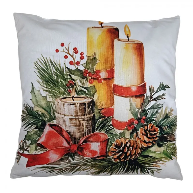 Bílý dekorativní polštář s vánočním motivem s výplní – 43x43 cm